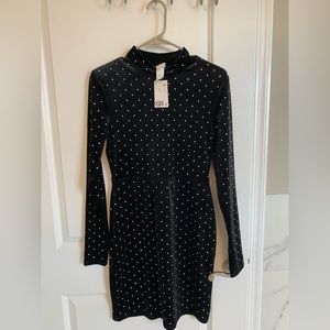 Velour Embellished Mini Dress
